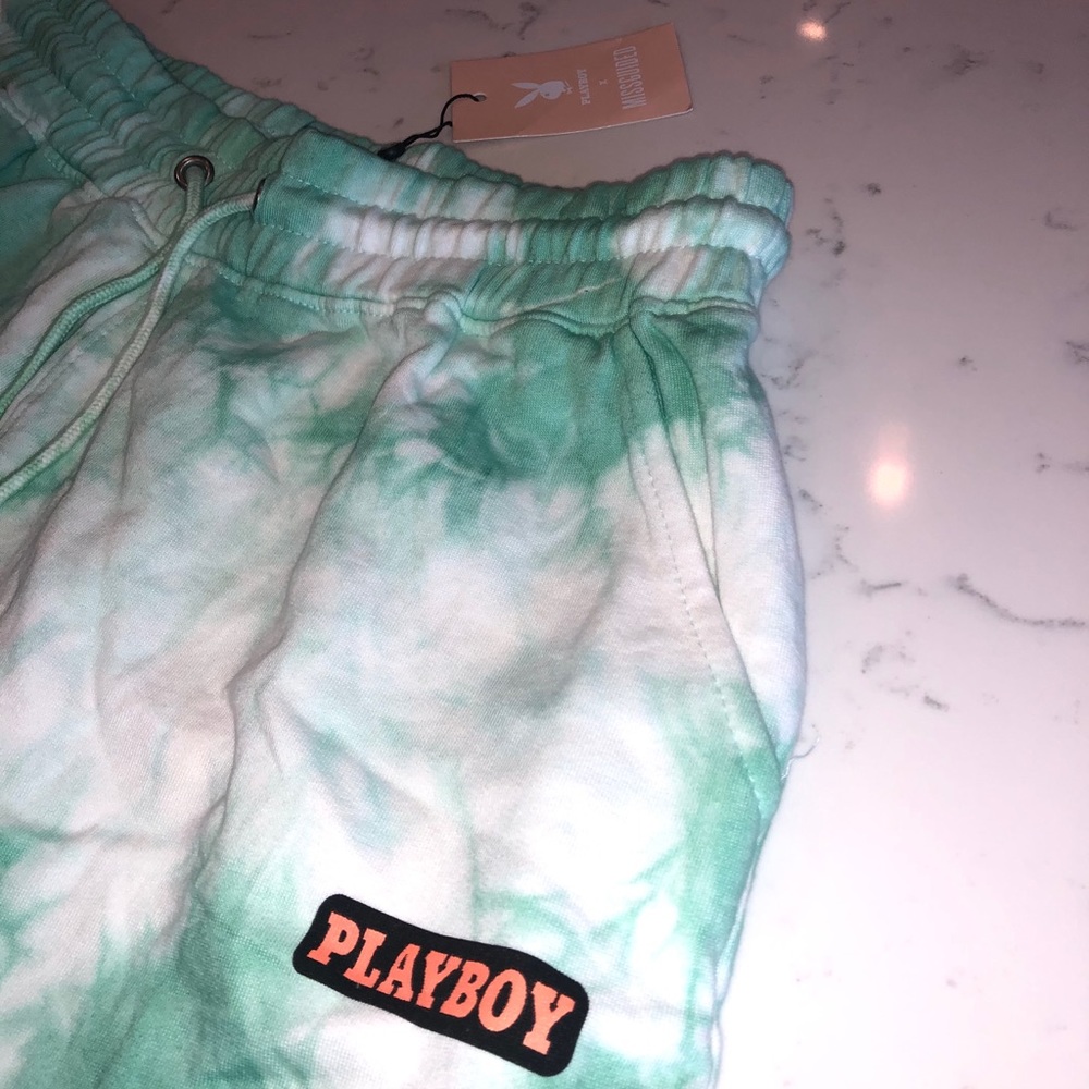 Playboy x Missguided Mint Tie Dye Shorts